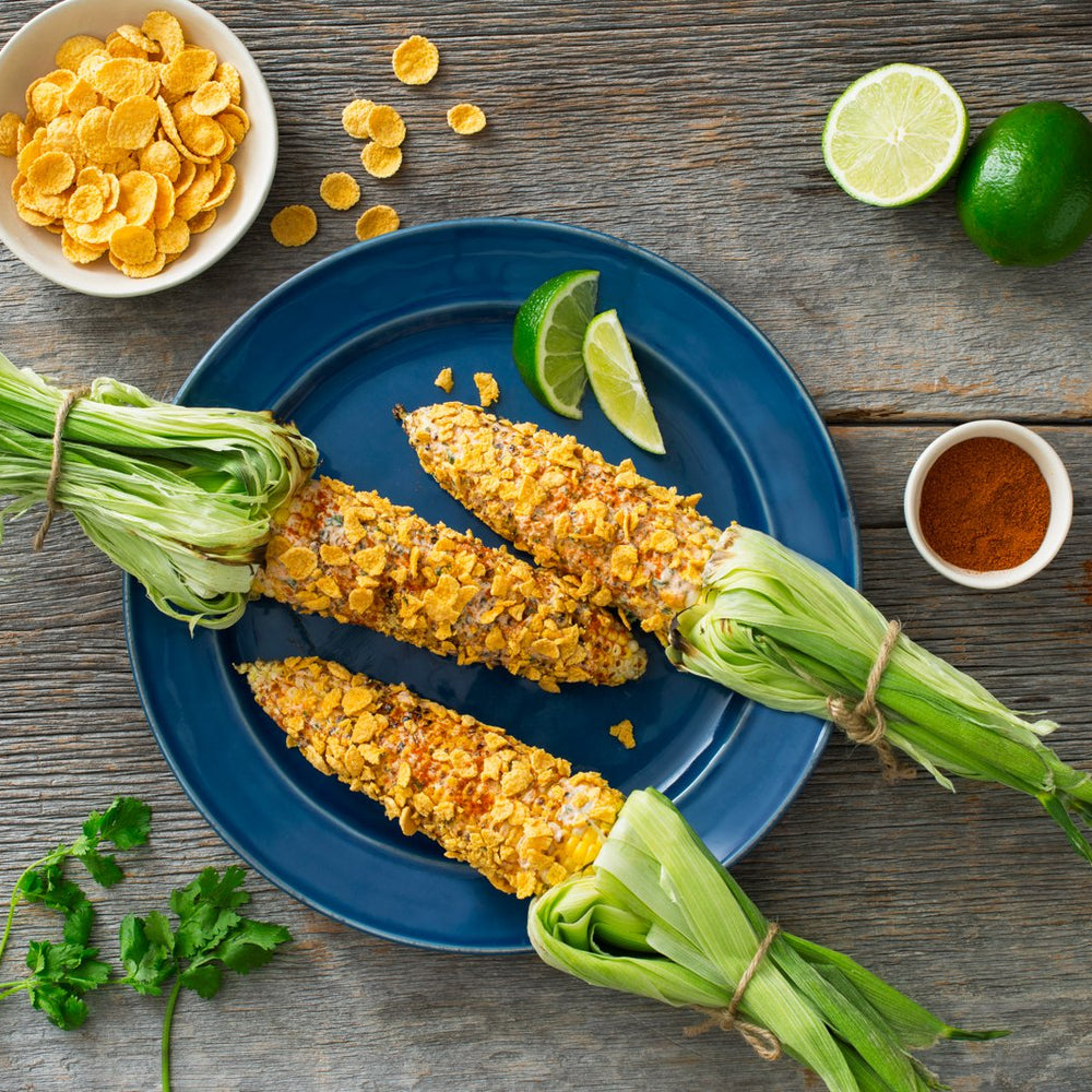 Mexican-Style Street Corn with Corn Flakes