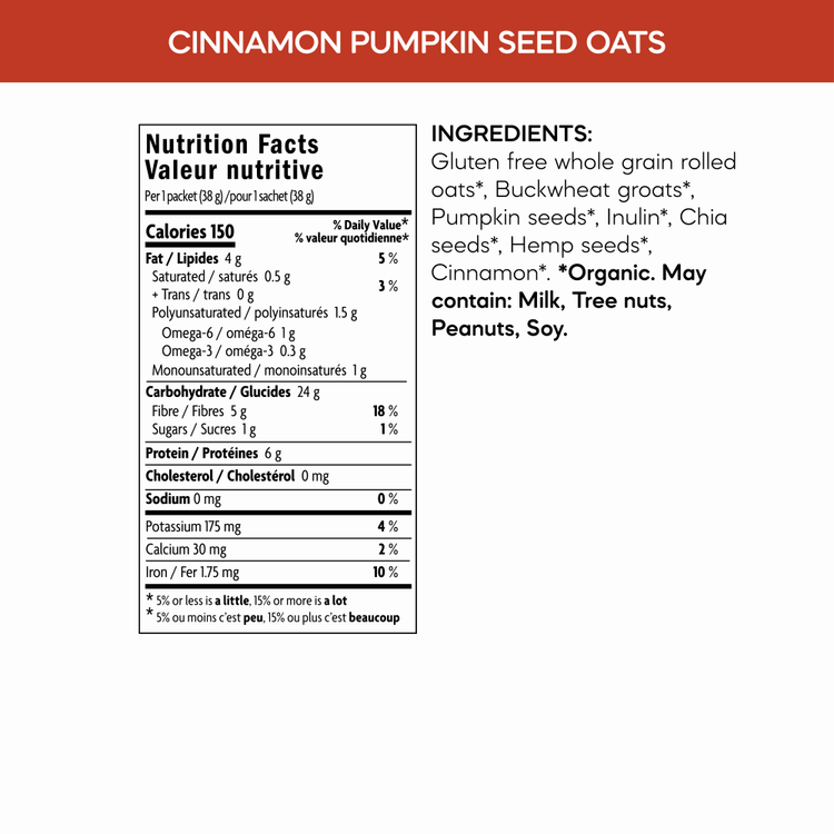 Cinnamon Pumpkin Seed Superfood Oatmeal, 228 g Box