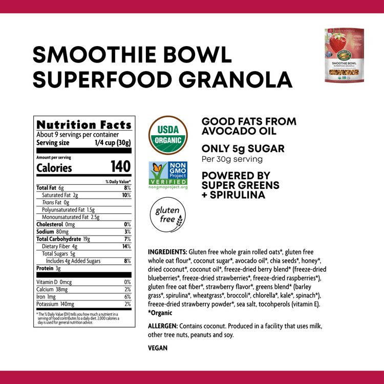Smoothie Bowl Superfood Granola, 9.5 oz Pouch