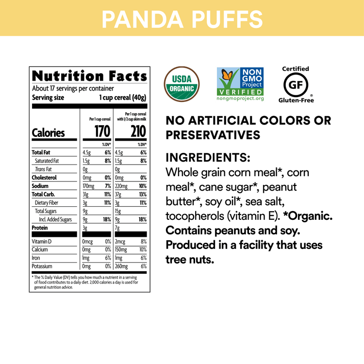 Panda Puffs Cereal, 24.7 oz Earth Friendly Bag