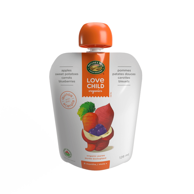 Superblends Apples, Sweet Potatoes, Carrots + Blueberries Puree, 128 ml Pouch
