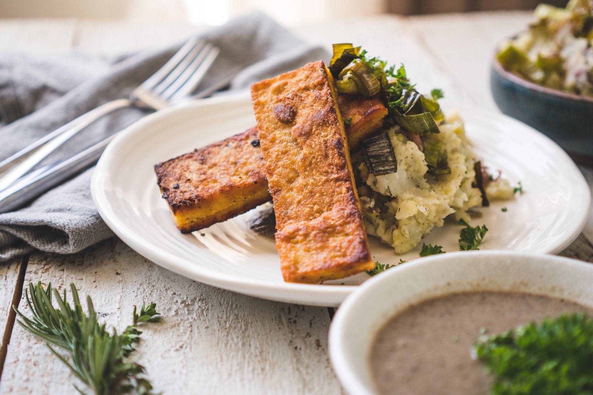 Vegan Chickpea Bangers with 15 minute Mushroom Gravy