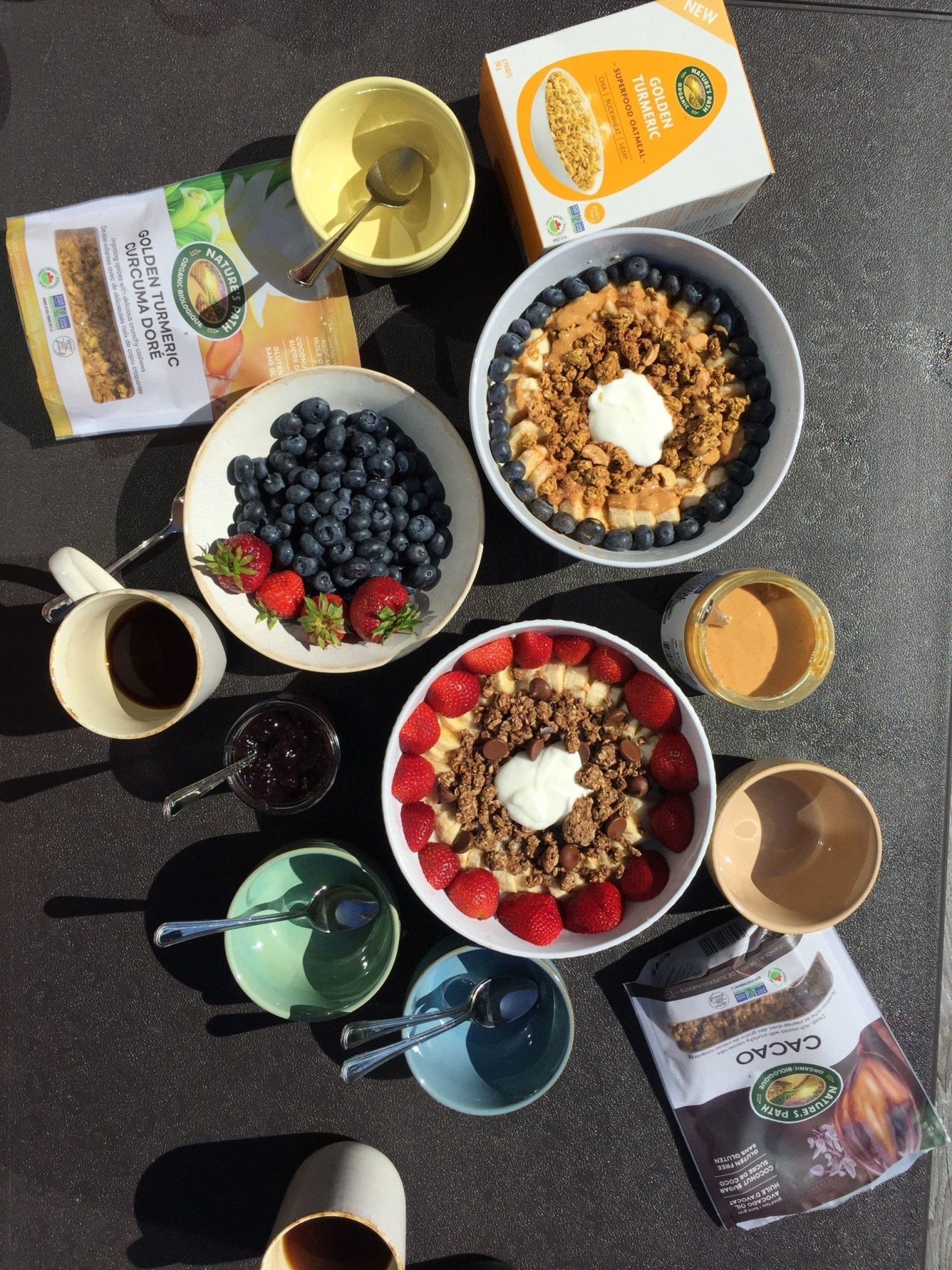 Overnight Golden Turmeric and Coconut Cacao Oat Mandala Bowls