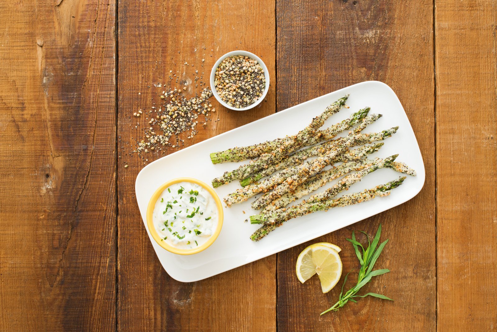 Baked Asparagus Fries with Lemon Tarragon Dip