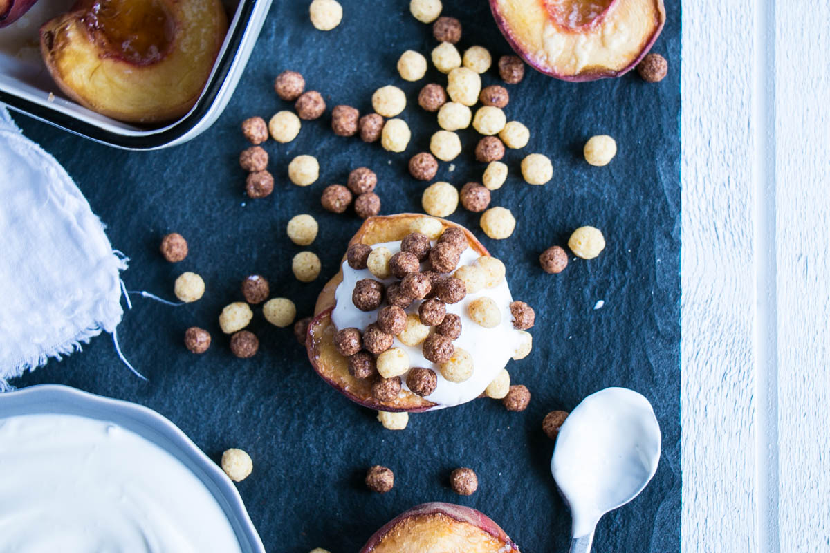 Baked Peach Breakfast Boats