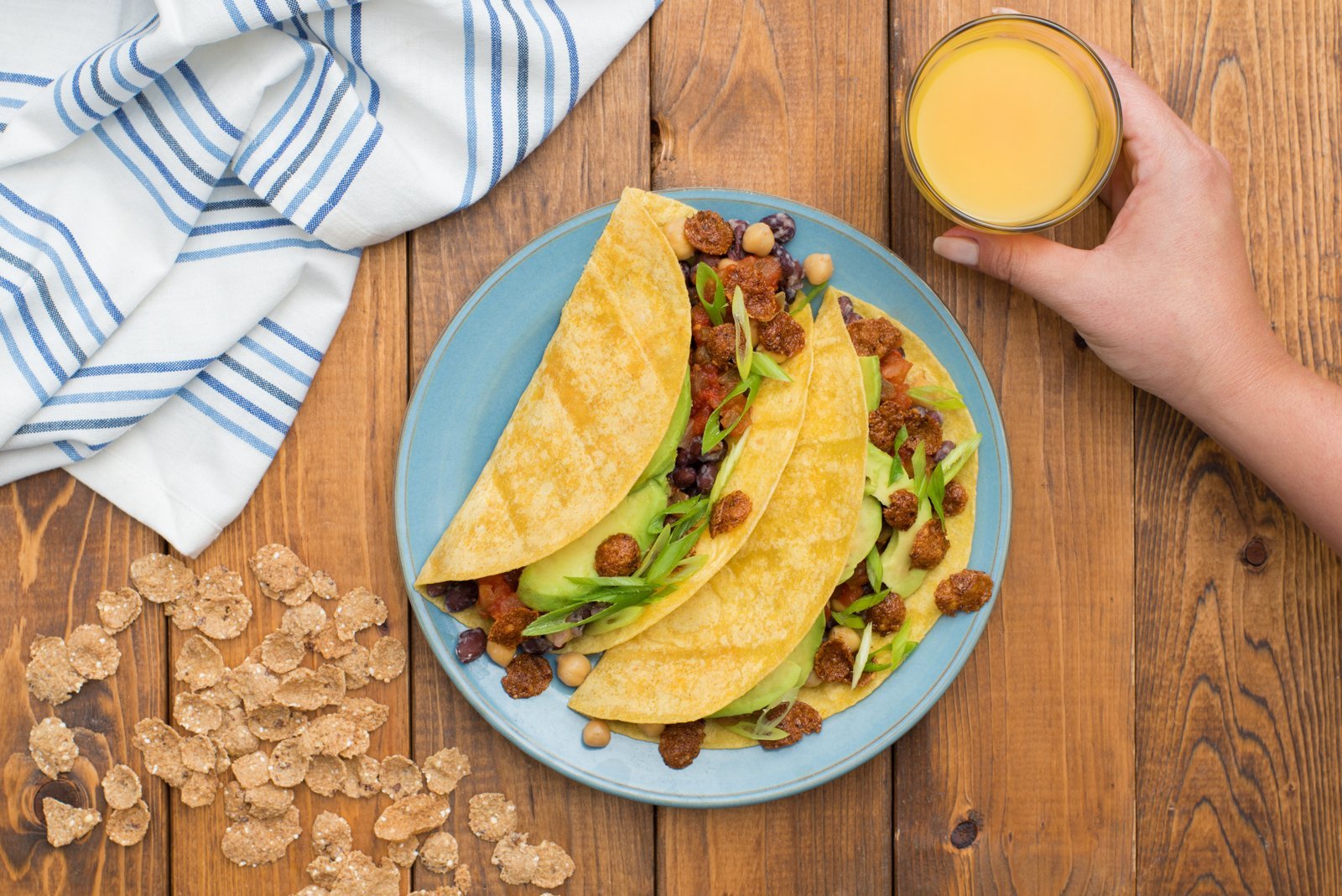 Breakfast Tacos with Flax Plus Crunchy Bits