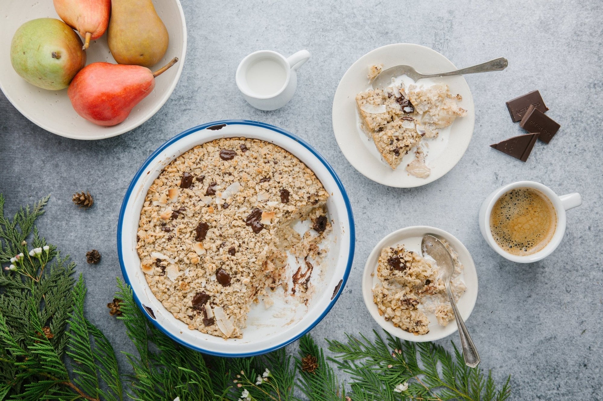 Cardamom Pear and Dark Chocolate Baked Oatmeal