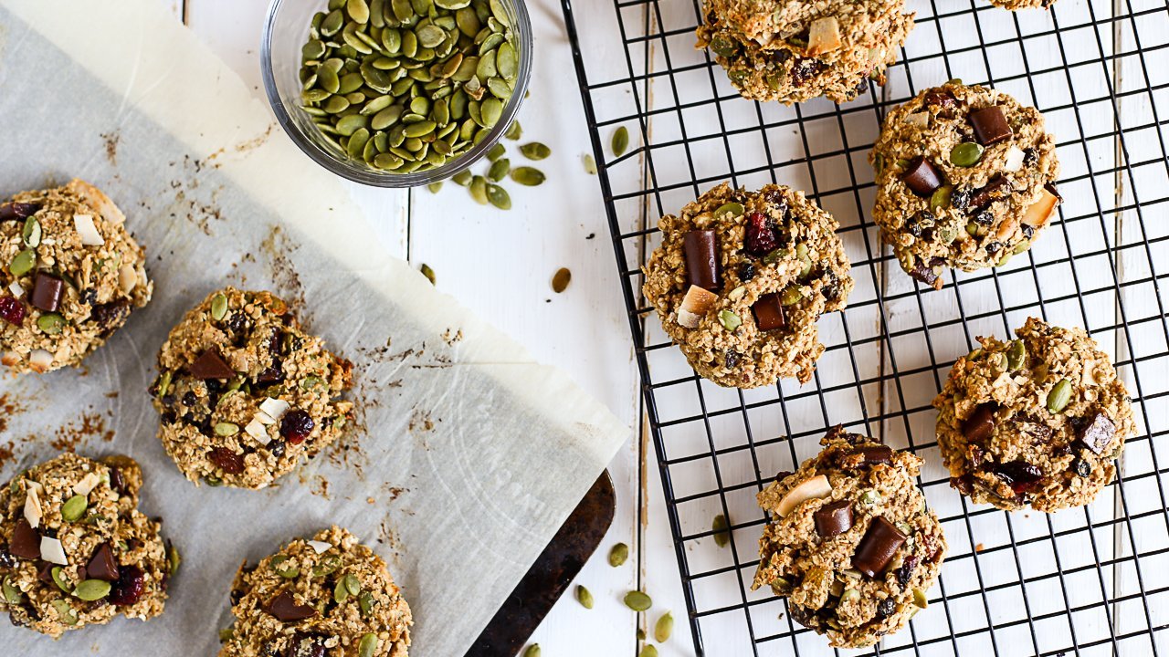 Chocolate Trail Mix Breakfast Cookies