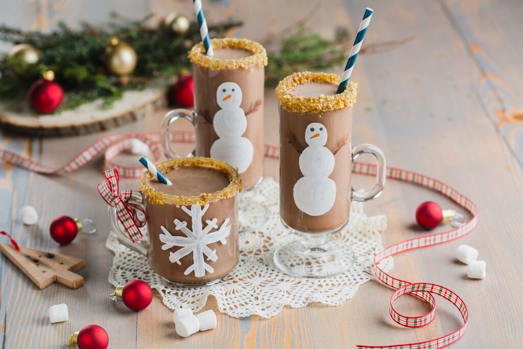 Coconut Hot Chocolate with Sugar Crunch Rims