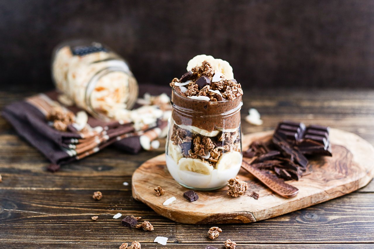 Dark Chocolate Macaroon Chia Seed Parfait