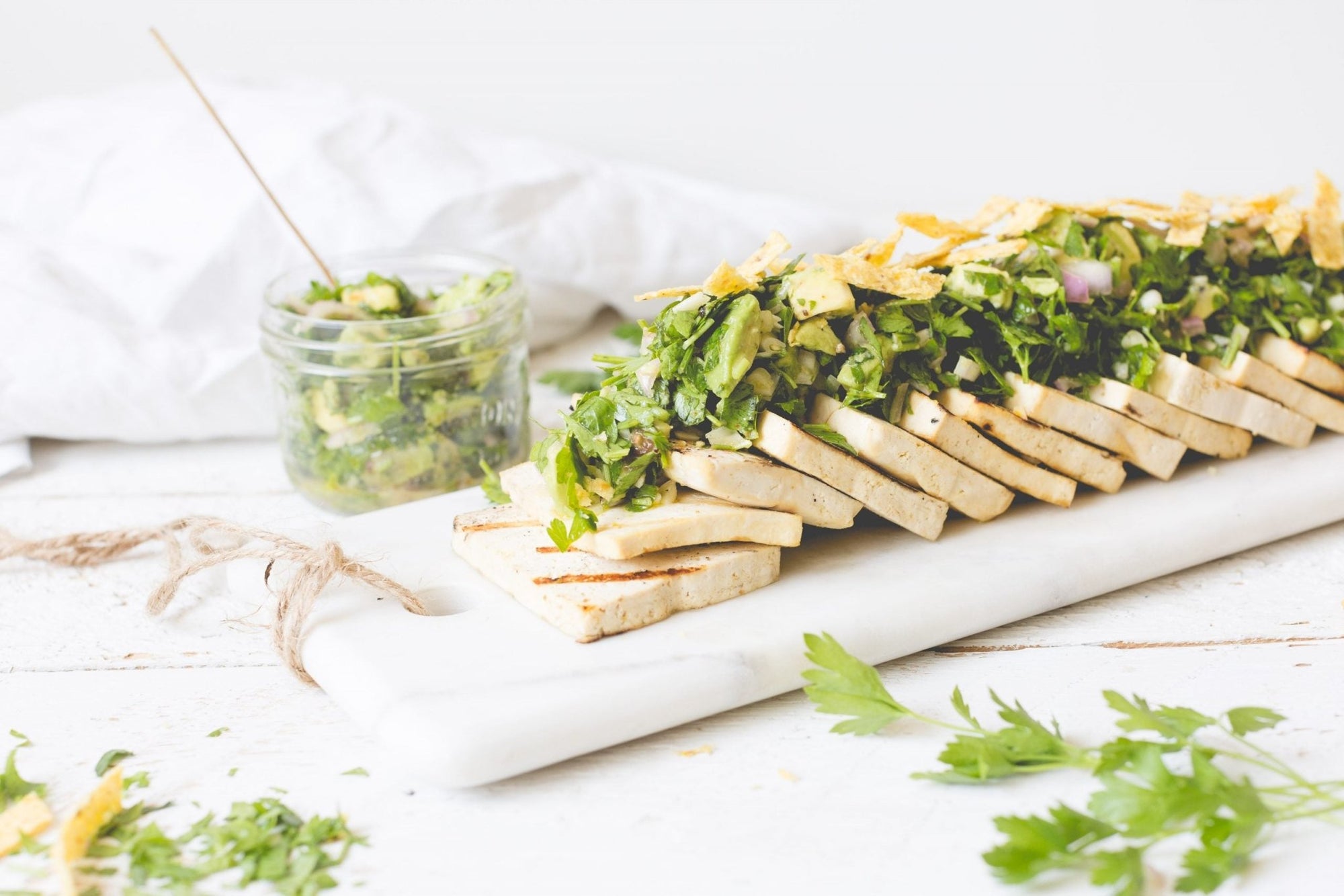 Grilled Tofu with Avocado Chimichurri