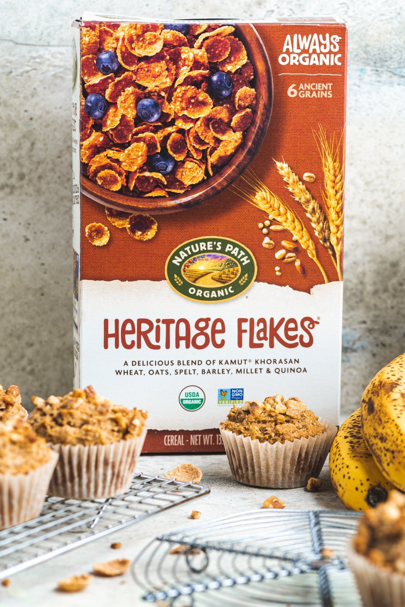 Heritage Flakes Banana Walnut Breakfast Muffins