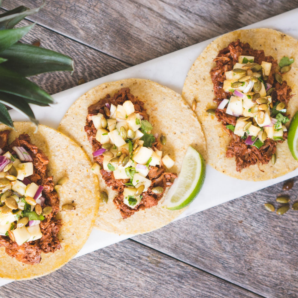 Pulled Jackfruit Tacos with Mole Sauce