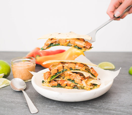 Roasted Yam & Spinach Vegan Quesadillas