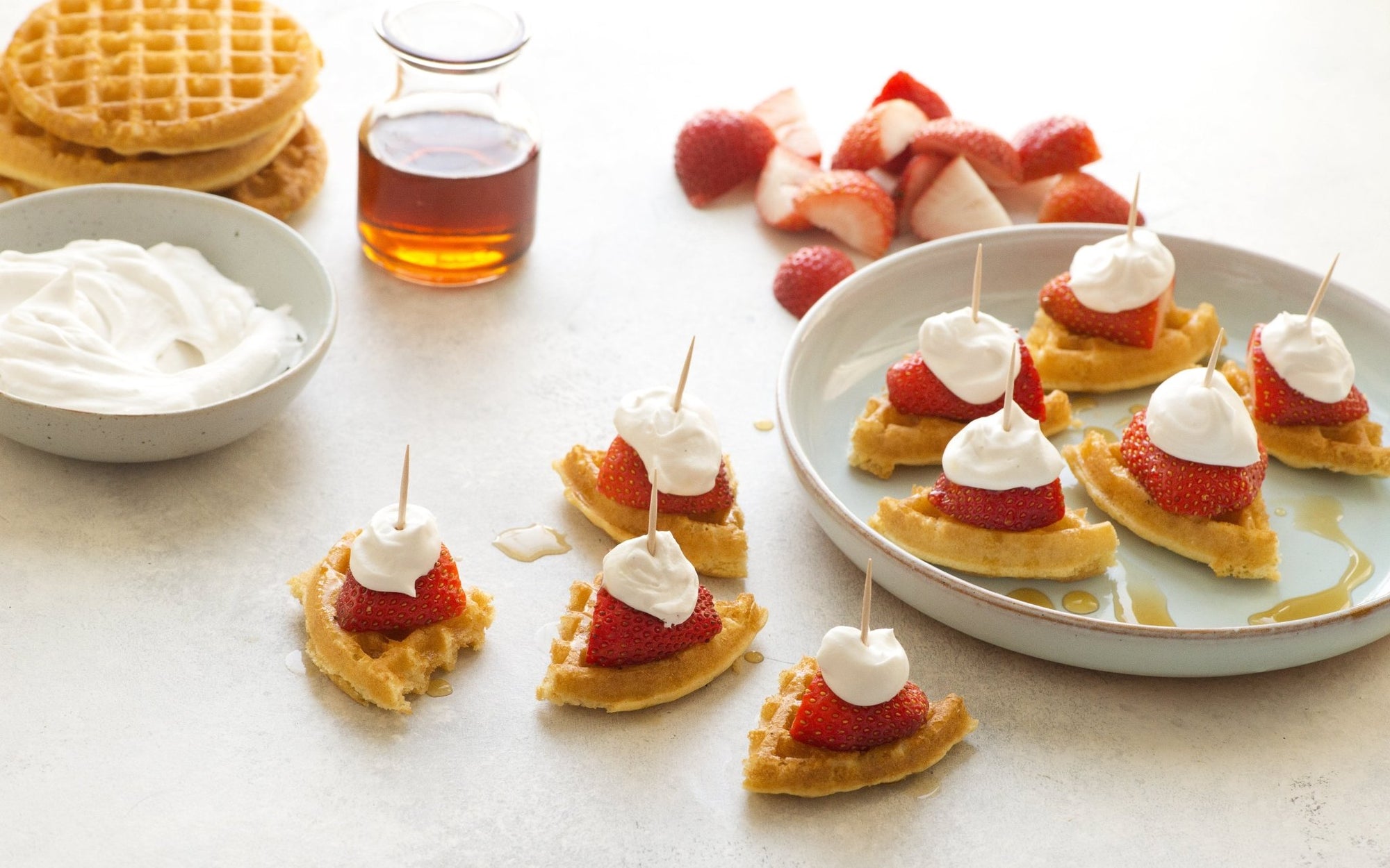 Strawberries and Cream Waffle Bites