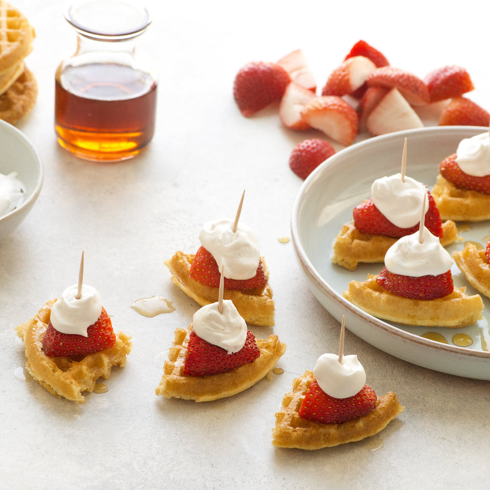 Strawberries and Cream Waffle Bites