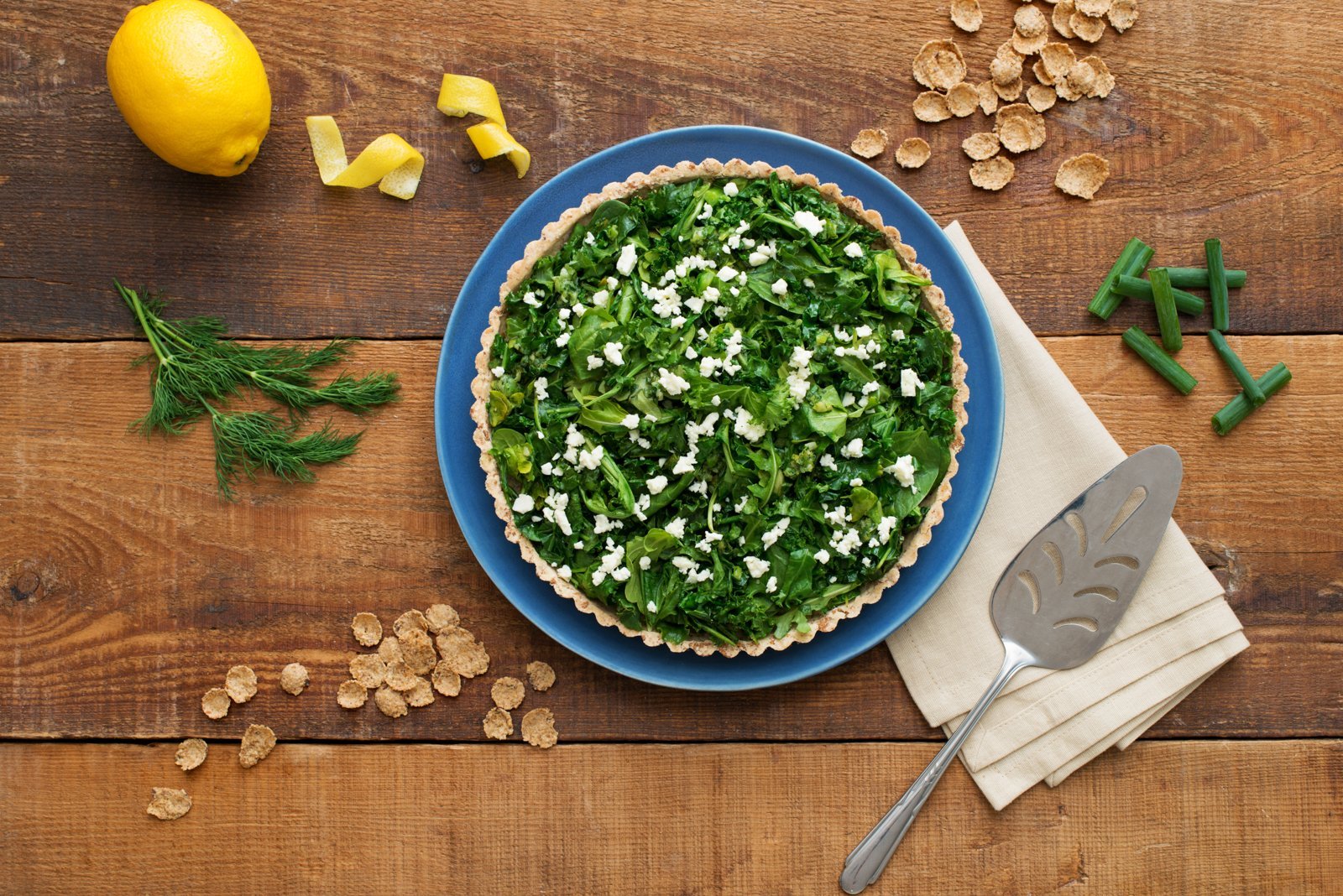 Wilted Greens Tart with Flax Plus Pastry Crust