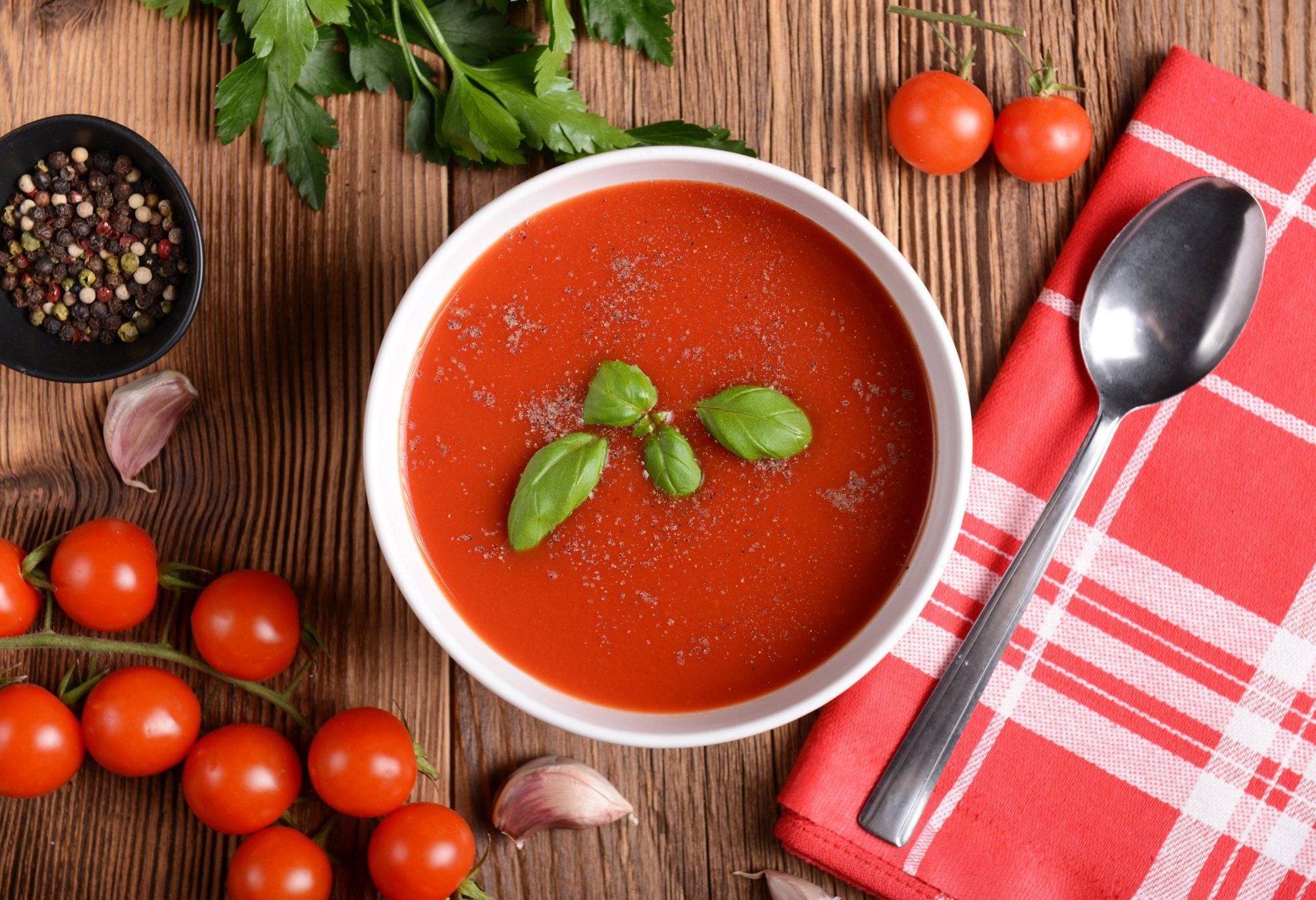 Tomato Soup with Pumpkin Flax Croutons