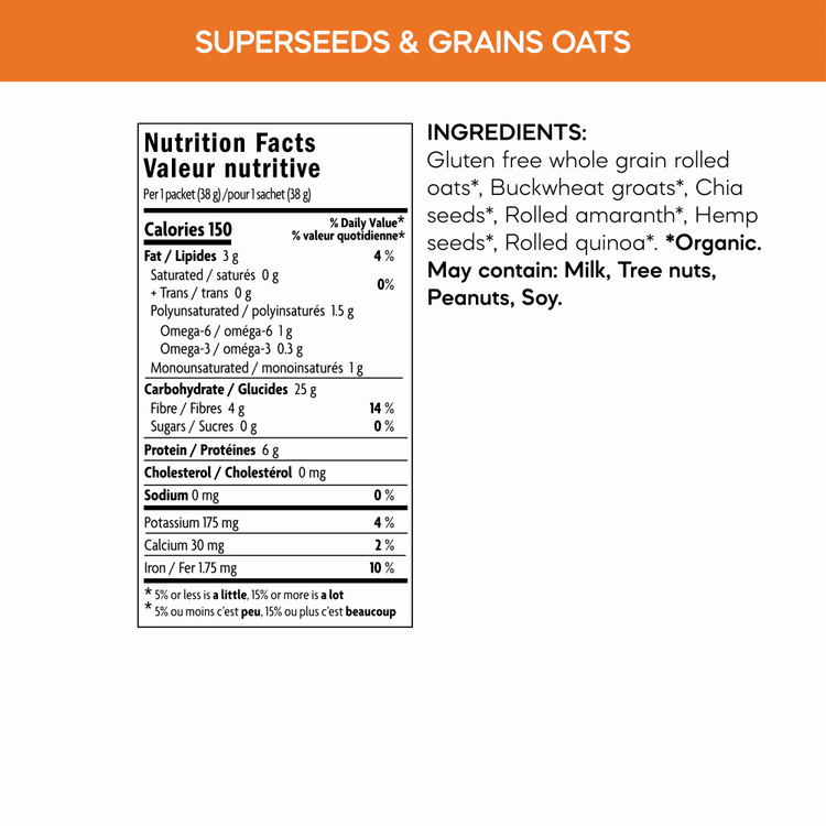 SuperSeeds & Grains Superfood Oatmeal, 228 g Boîte