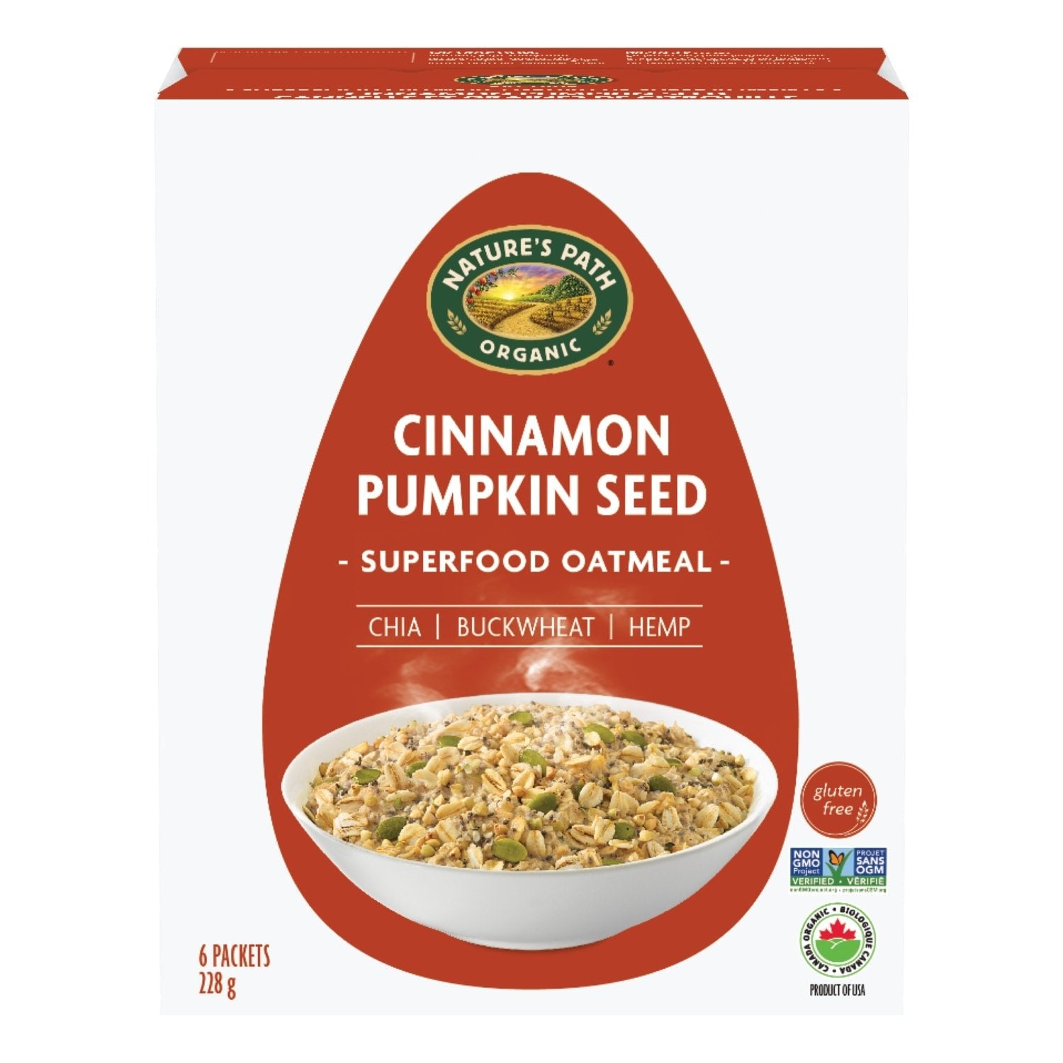 Nature's Path Organic Cinnamon Pumpkin Seed Superfood Oatmeal 228g Box