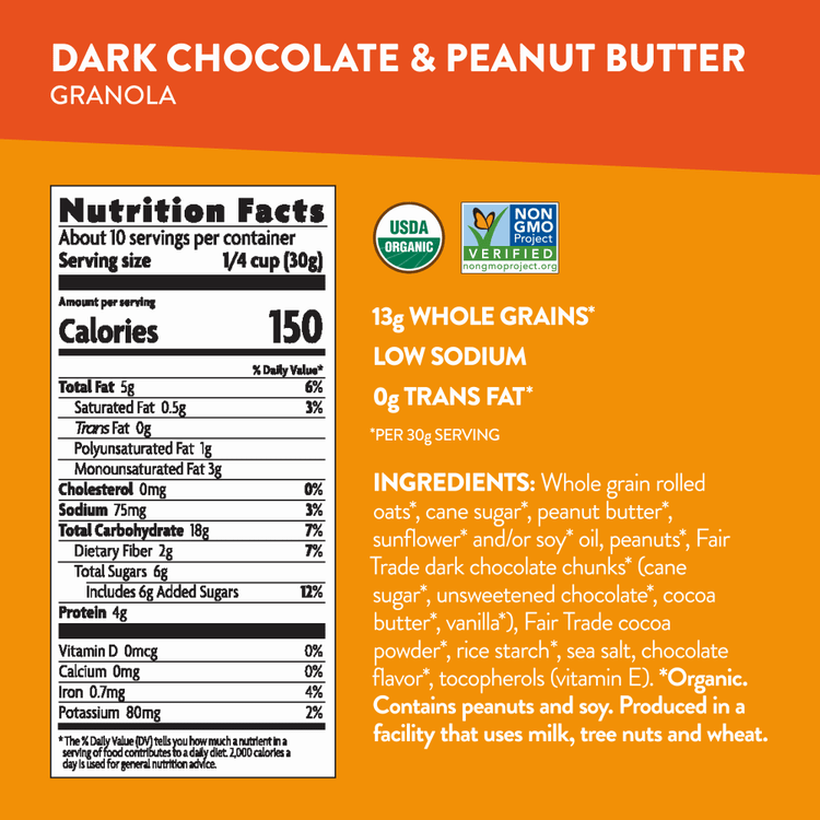 Dark Chocolate & Peanut Butter Granola, 11.5 oz Pouch