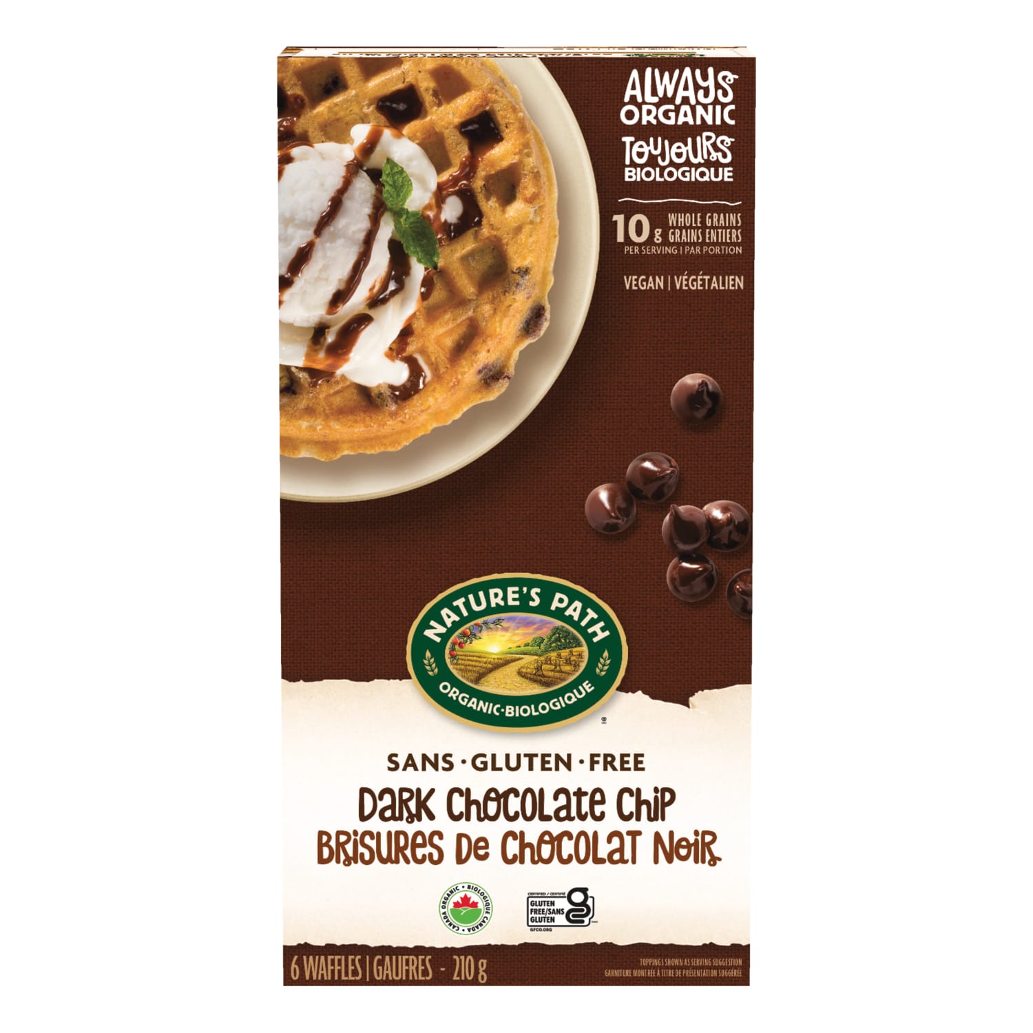 Nature's Path Organic Dark Chocolate Chip Waffles 210g Box