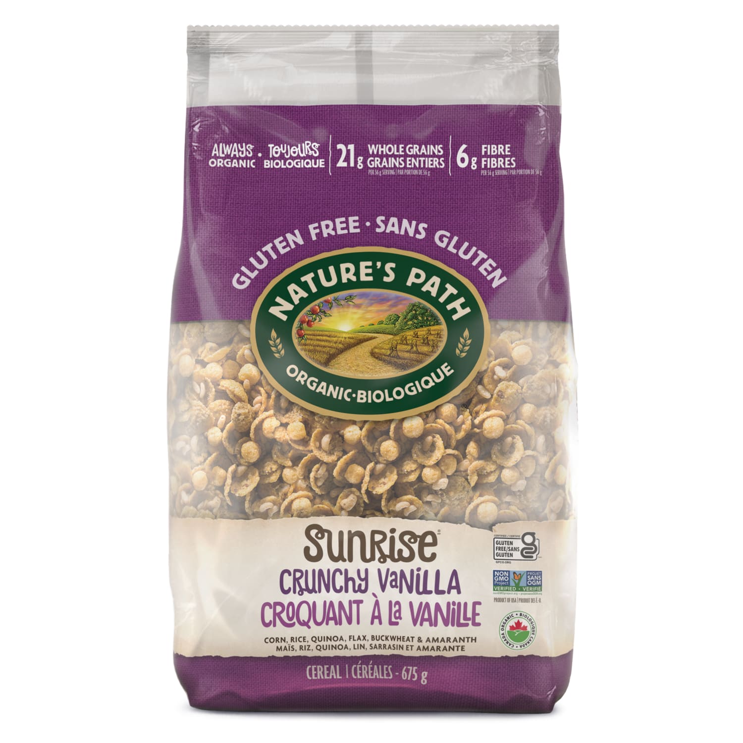 Nature's Path Organic Crunchy Sunrise Vanilla Cereal 675g EcoPac Bag