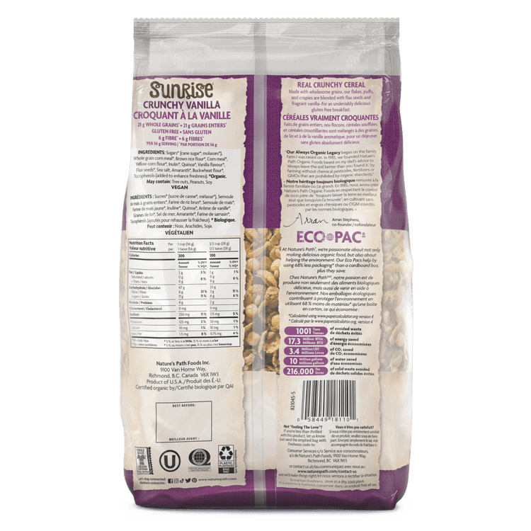 Sunrise Crunchy Vanilla Cereal, 675 g Earth Friendly Bag