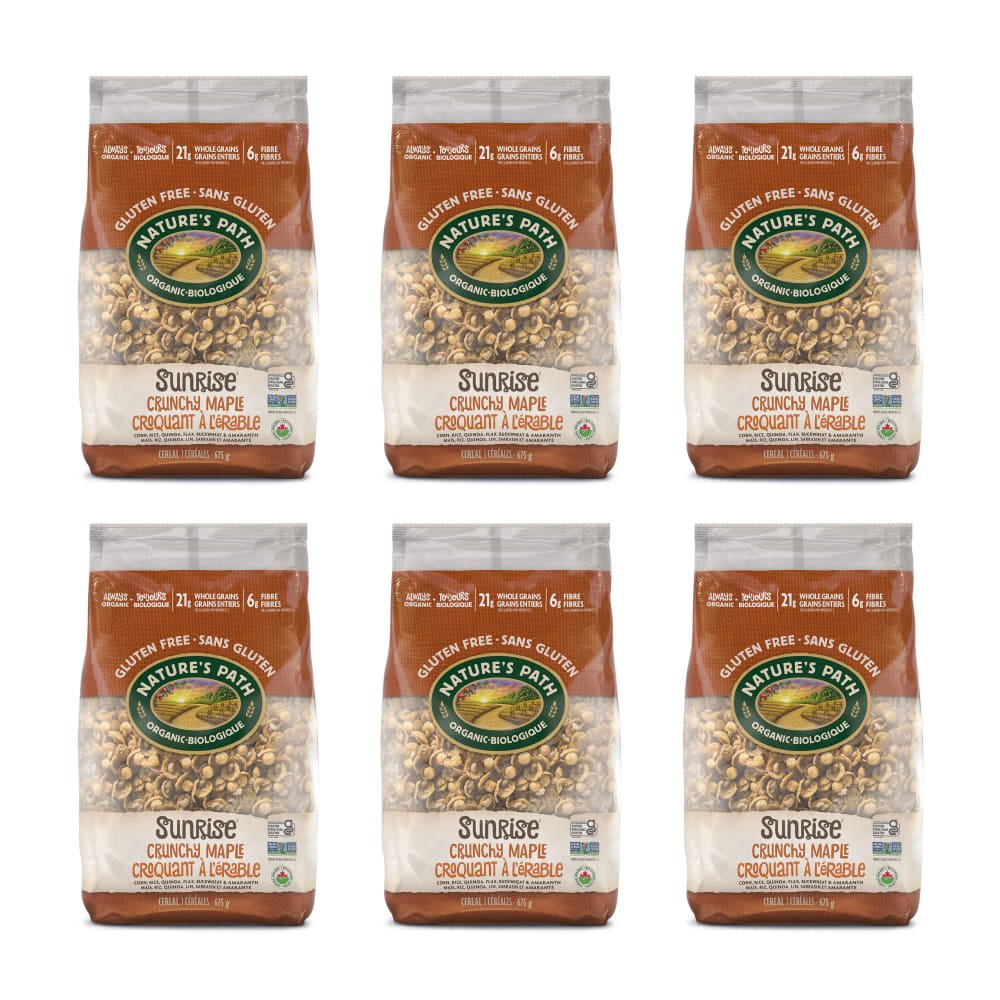 Pack of 6, Nature's Path Organic Crunchy Sunrise Maple Cereal 675g EcoPac Bag