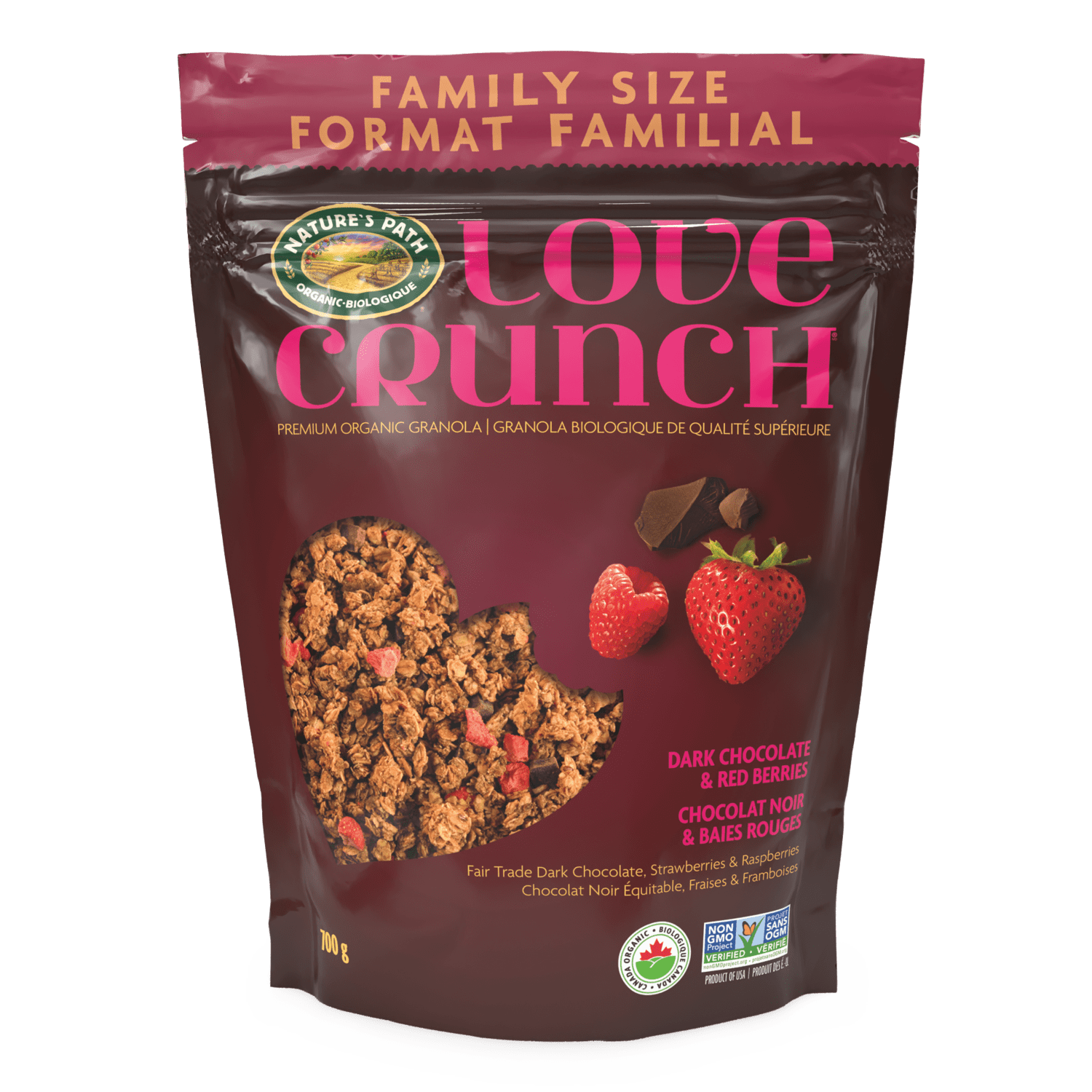 Chocolate noir et baies rouges Granola, socle 700 g