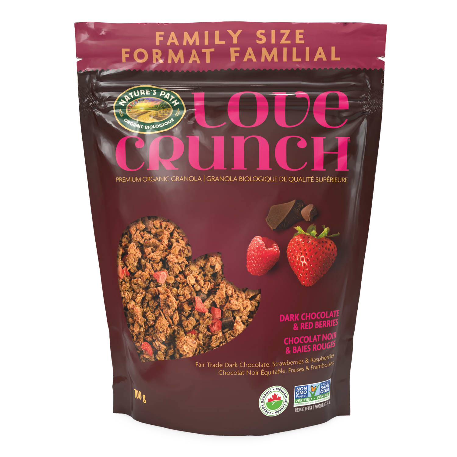 Love Crunch Organic Dark Chocolate & Red Berries Granola 700g Pouch