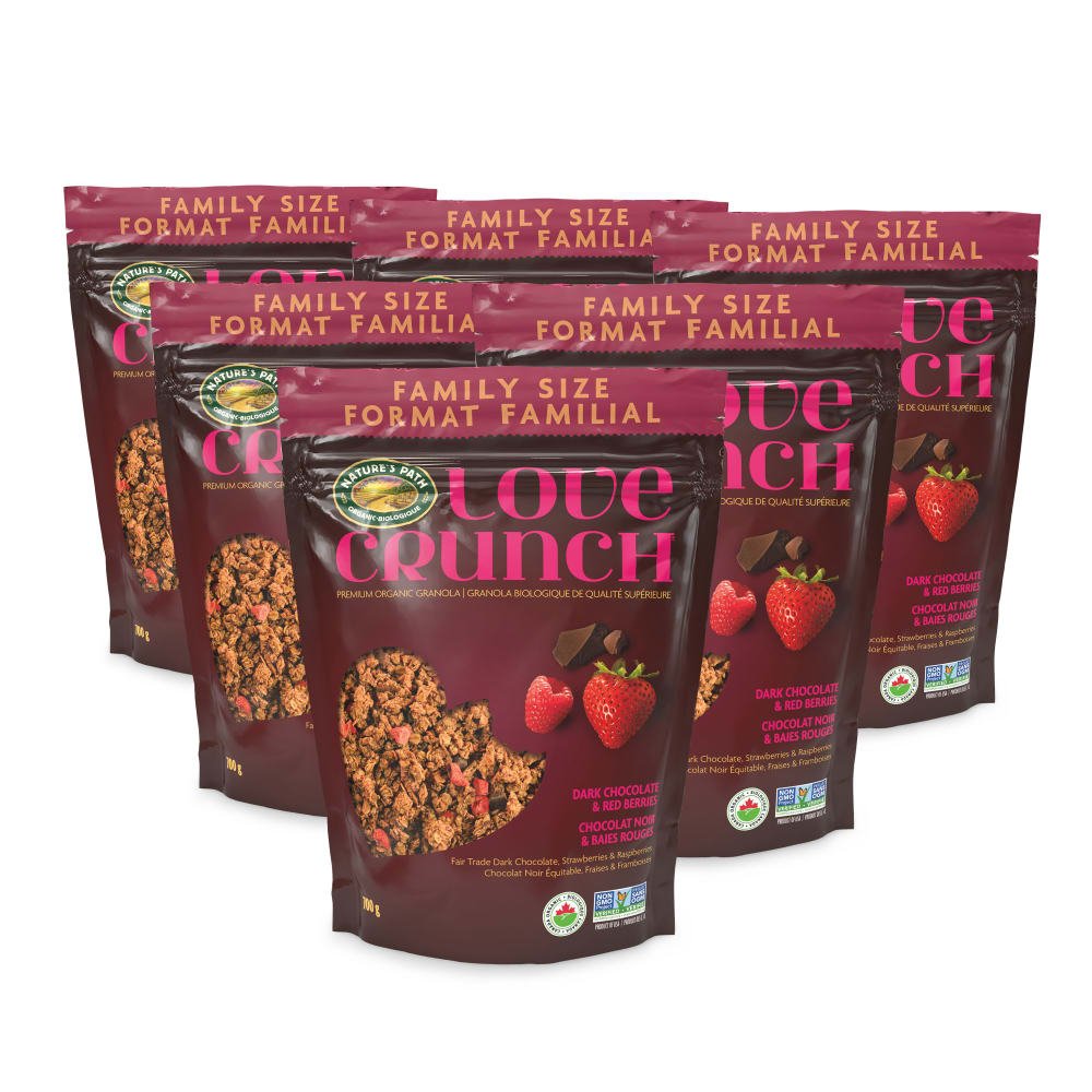 Pack of 6, Love Crunch Organic Dark Chocolate & Red Berries Granola 700g Pouch