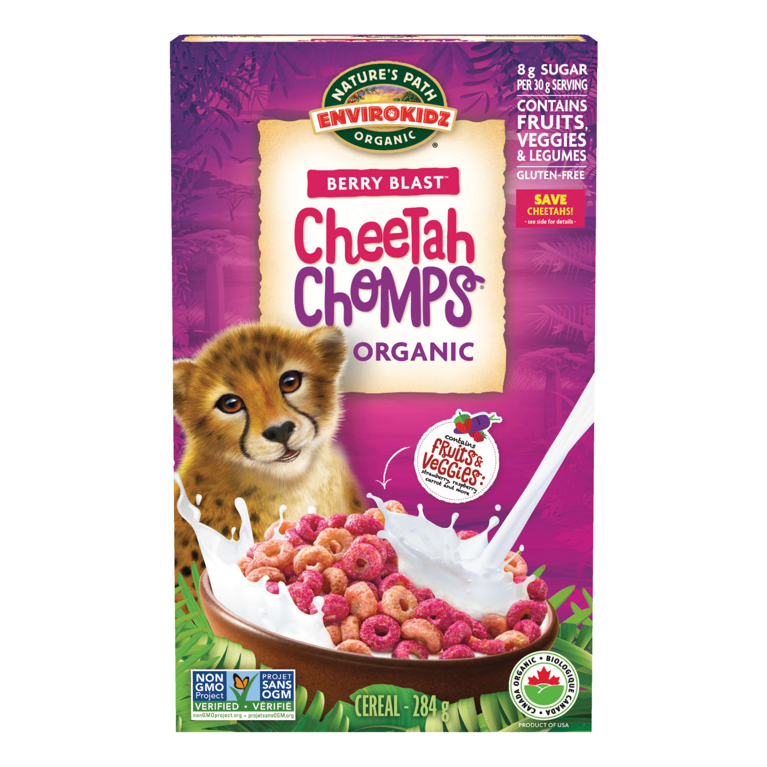 Nature's Path EnviroKidz Organic Cheetah Chomps Cereal 284g Box