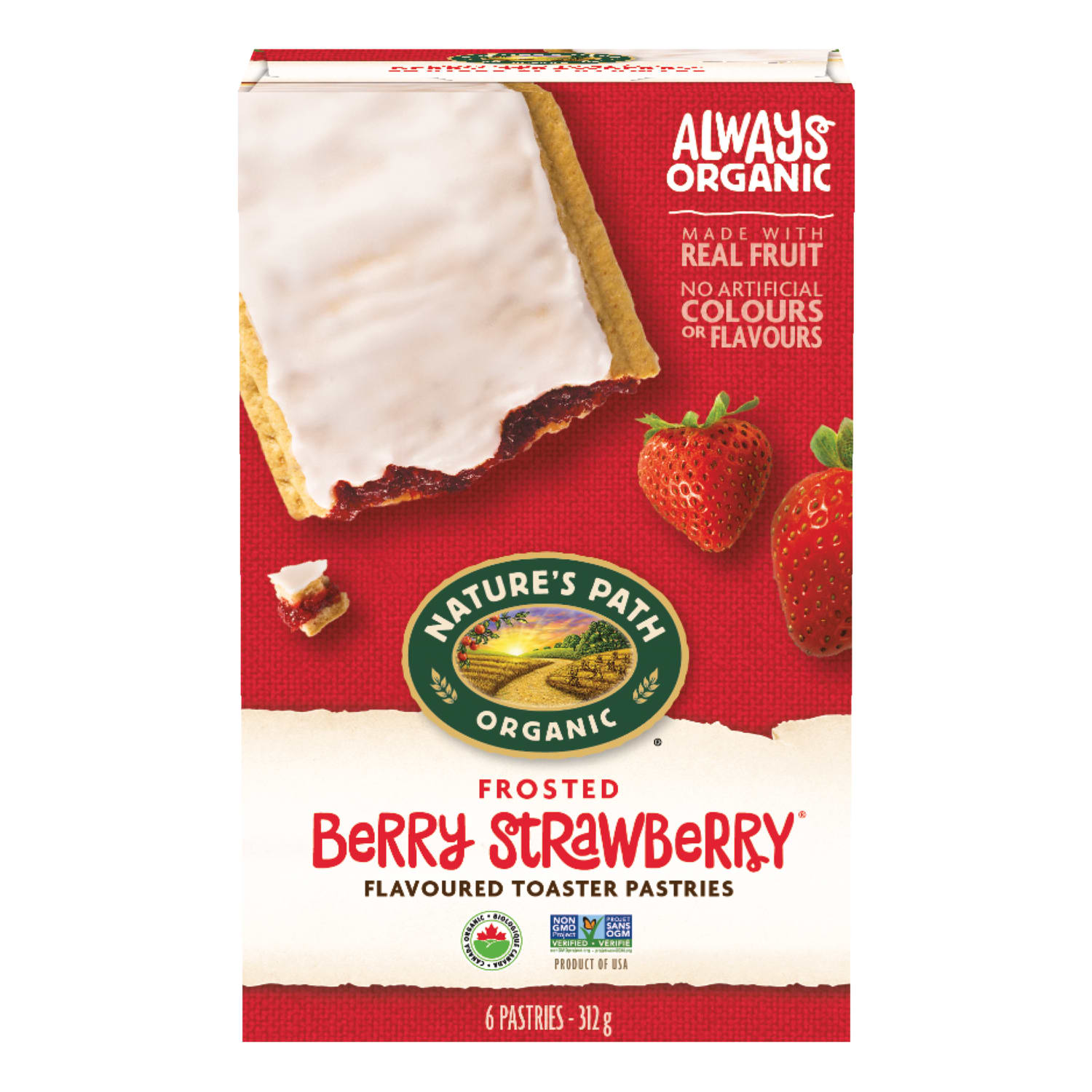 Nature's Path Organic Strawberry Frosted Toaster Pastries 312g Box