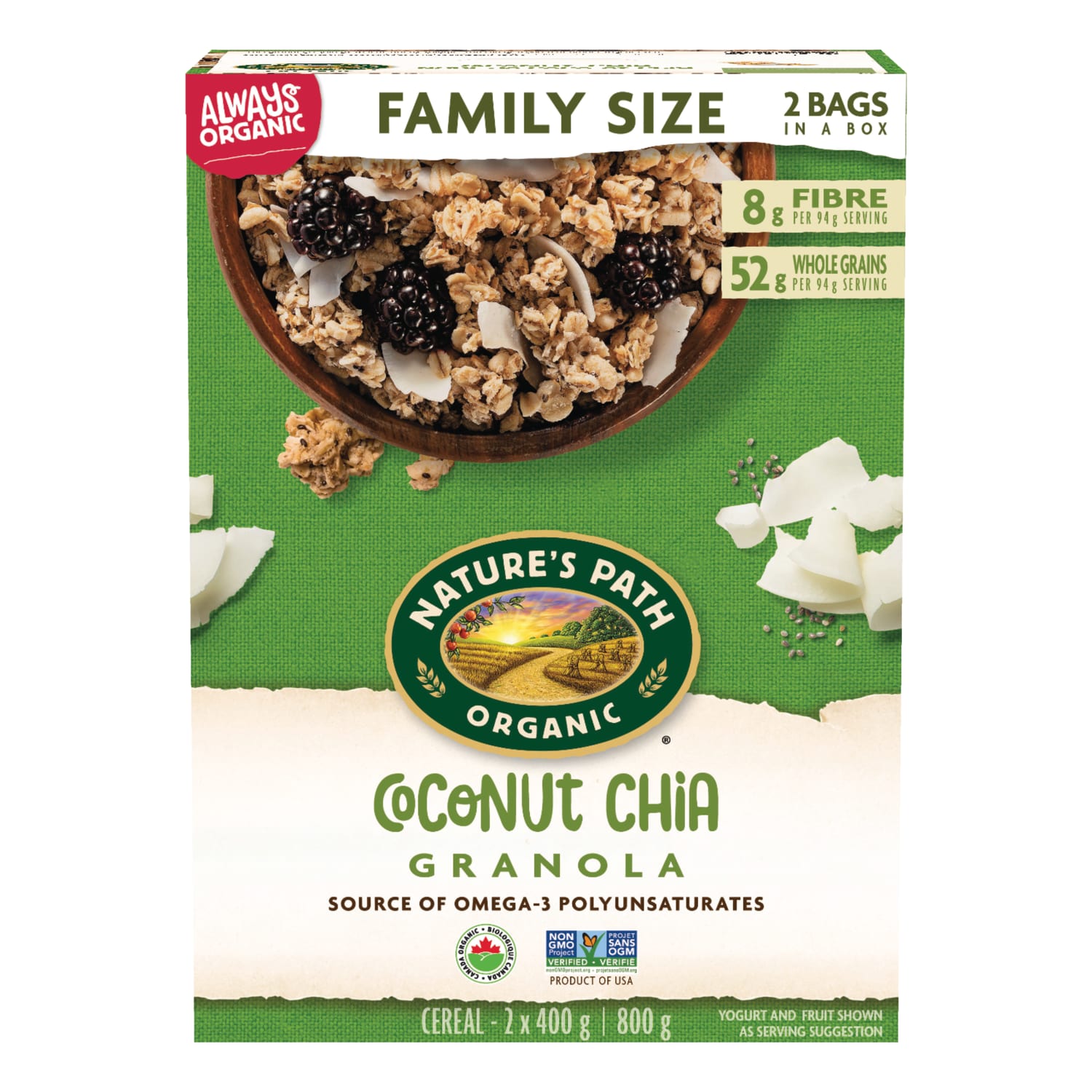 Nature's Path Organic Coconut Chia Granola 800g Box