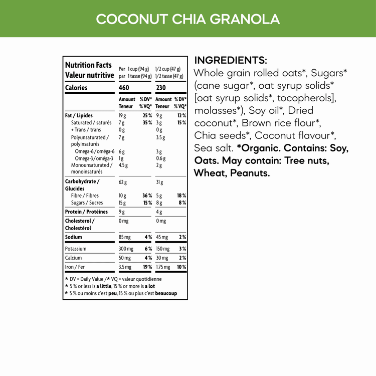 Coconut Chia Granola, 800 g Box