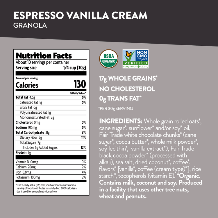 Espresso Vanilla Cream Granola, 11.5 oz Pouch