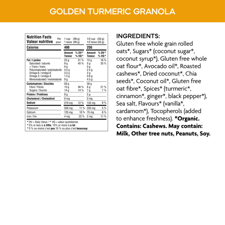 Granola de curcuma doré, 198 g de poche, paquet de 6