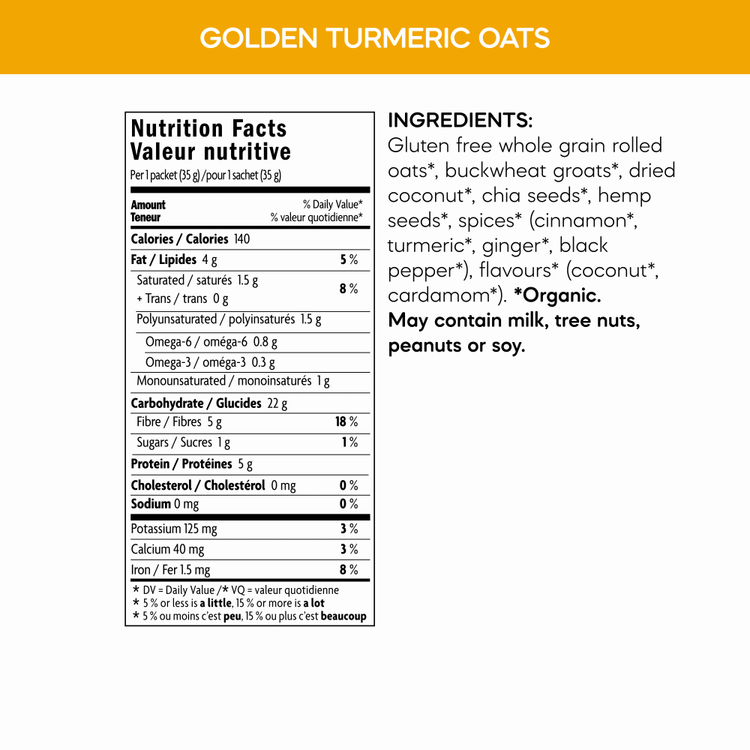 Golden Turmeric Superfood Oatmeal, 210 g Box