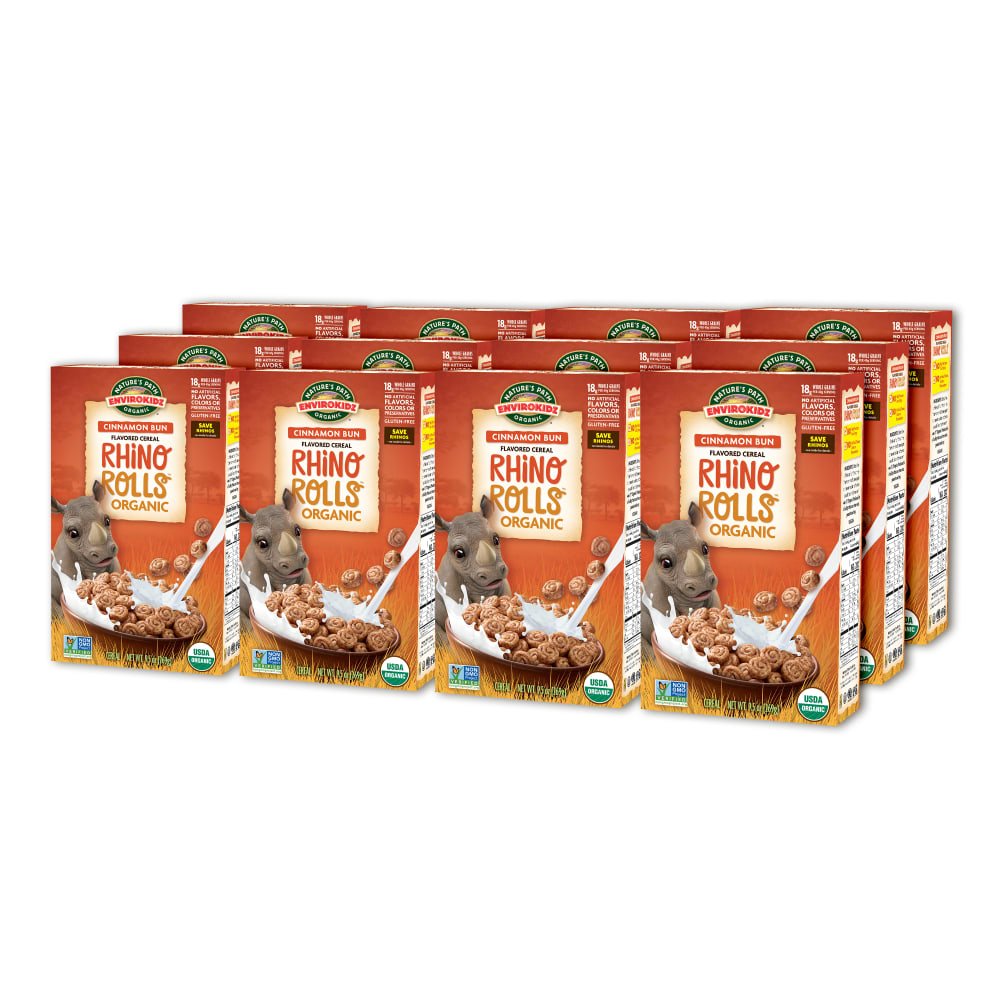 Pack of 12, Nature's Path EnviroKidz Organic Rhino Rolls Cold Cereal 9.5oz Box