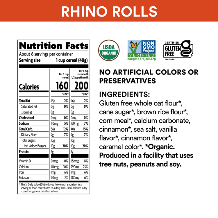 Rhino Rolls Cereal, 9.5 oz Box
