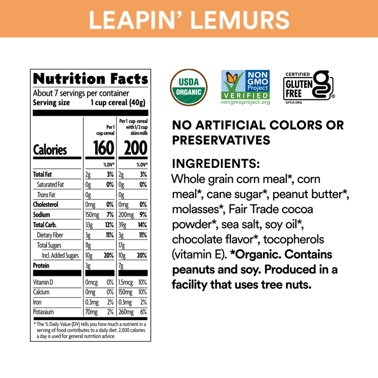 Leapin 'Lemurs Cereal, 650 g de terre amicale Sac
