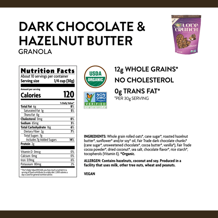 Chocolate Hazelnut Butter Granola, 10.6 oz Pouch