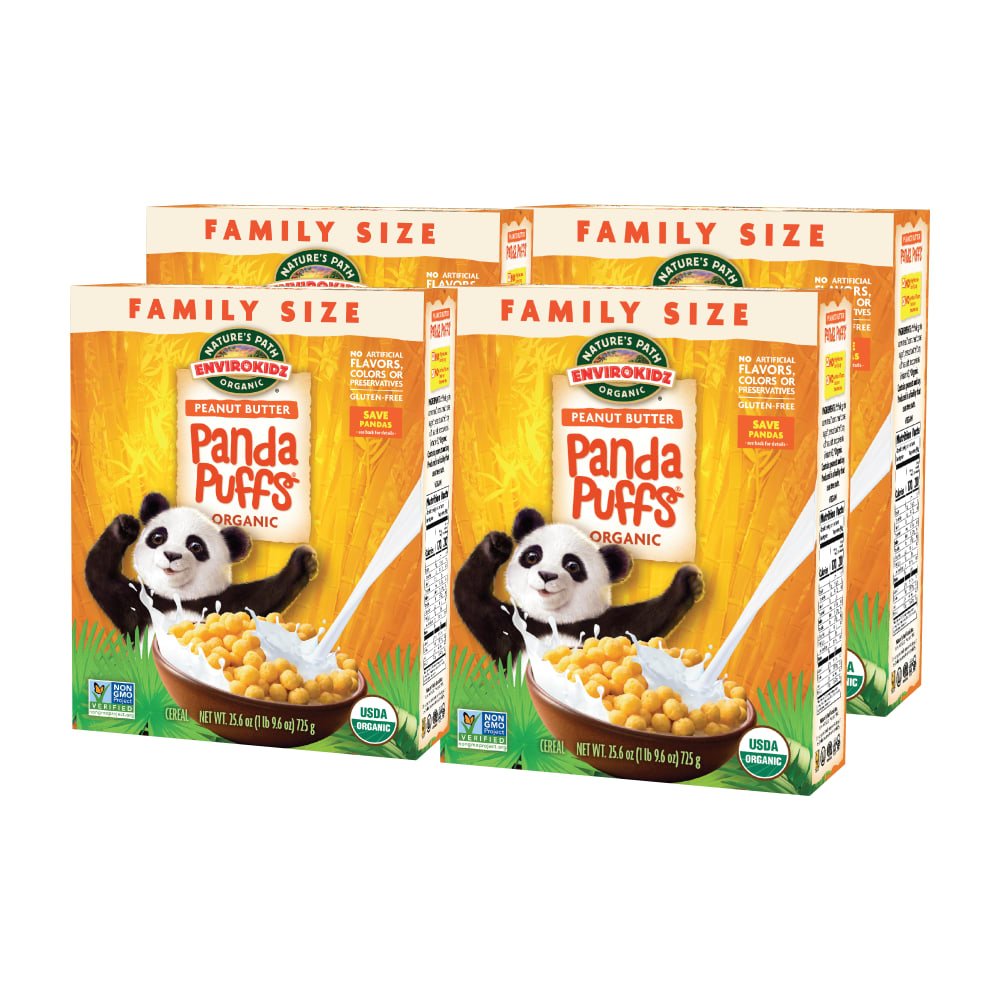 Pack of 4, Nature's Path EnviroKidz Organic Panda Puffs Cold Cereal 25.6oz Box