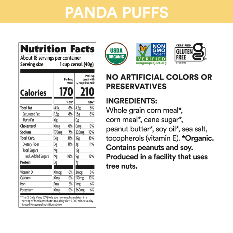 Panda Puffs Cereal, 25.6 oz Box