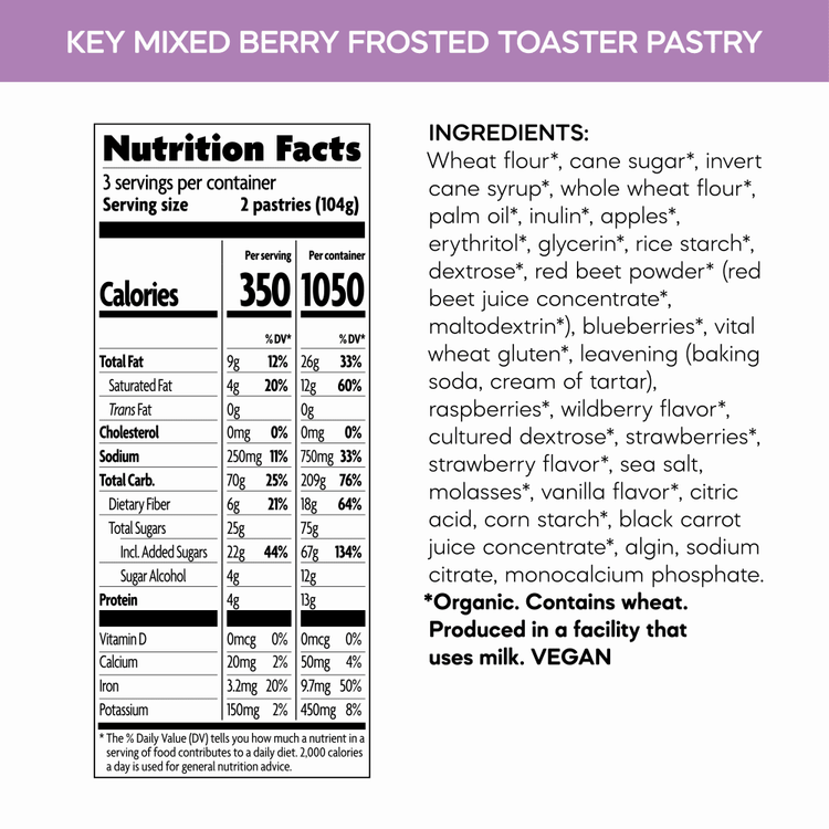 Less Sugar Frosted Mixed Berry Toaster Pastries, 11 oz Box