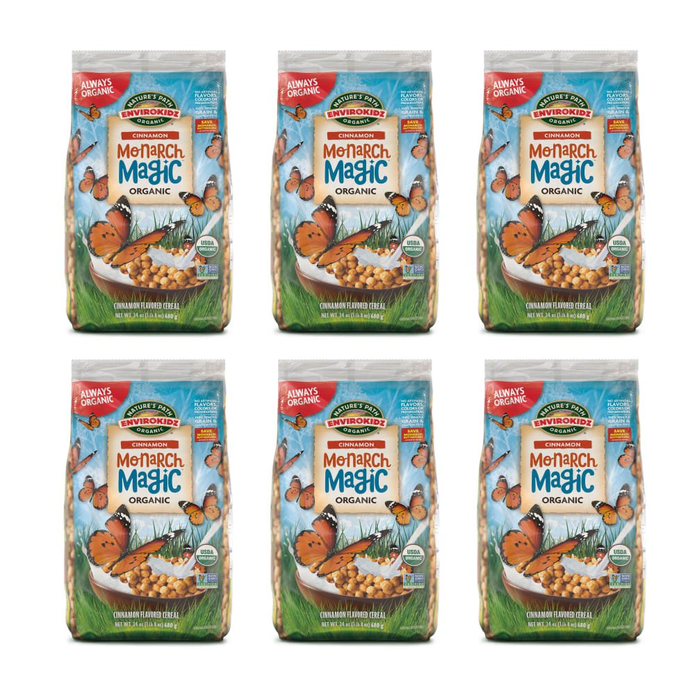 Pack of 6, Nature's Path EnviroKidz Organic Monarch Magic Cold Cereal 24oz Bag