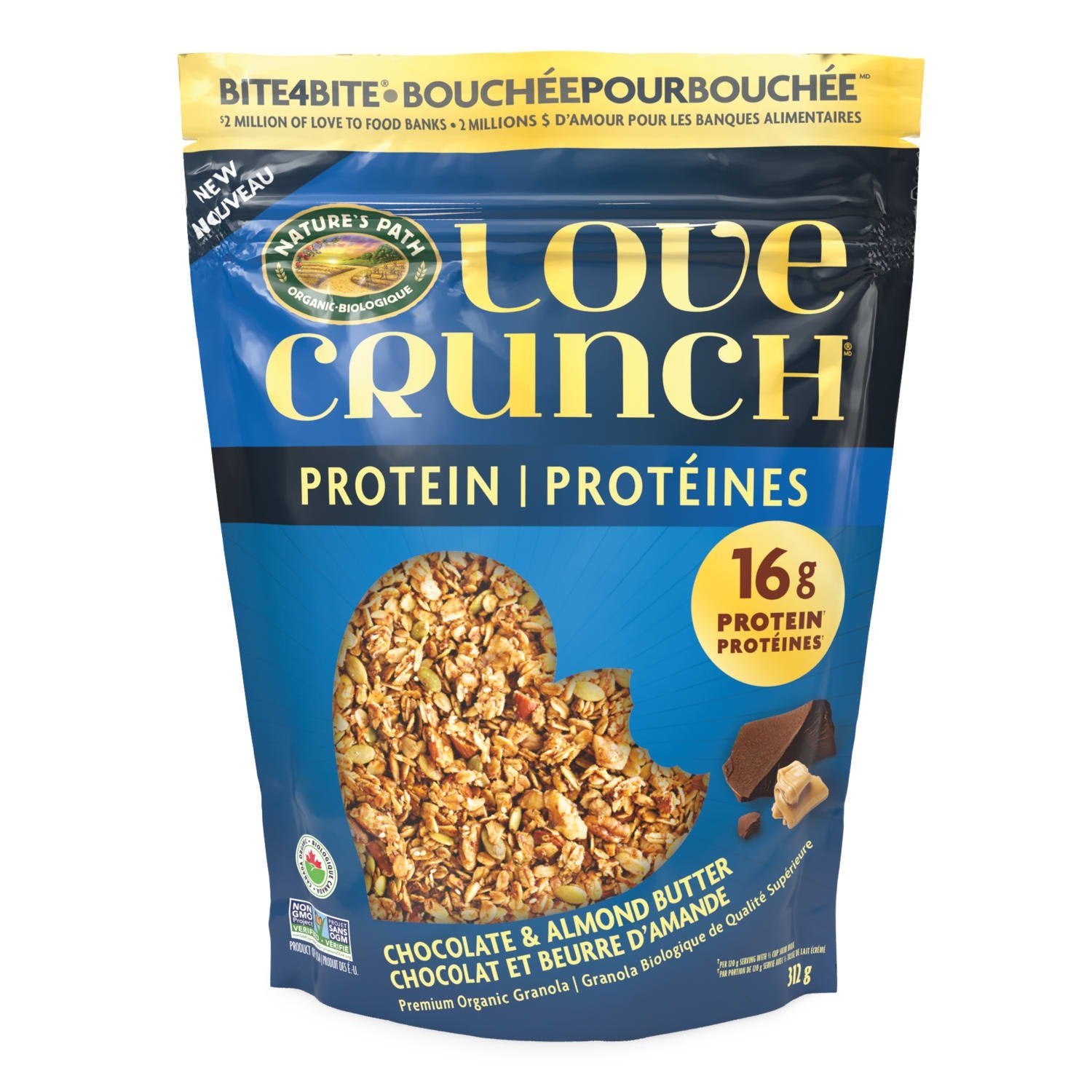 Love Crunch Organic Chocolate Almond Butter Protein Granola 312g Pouch