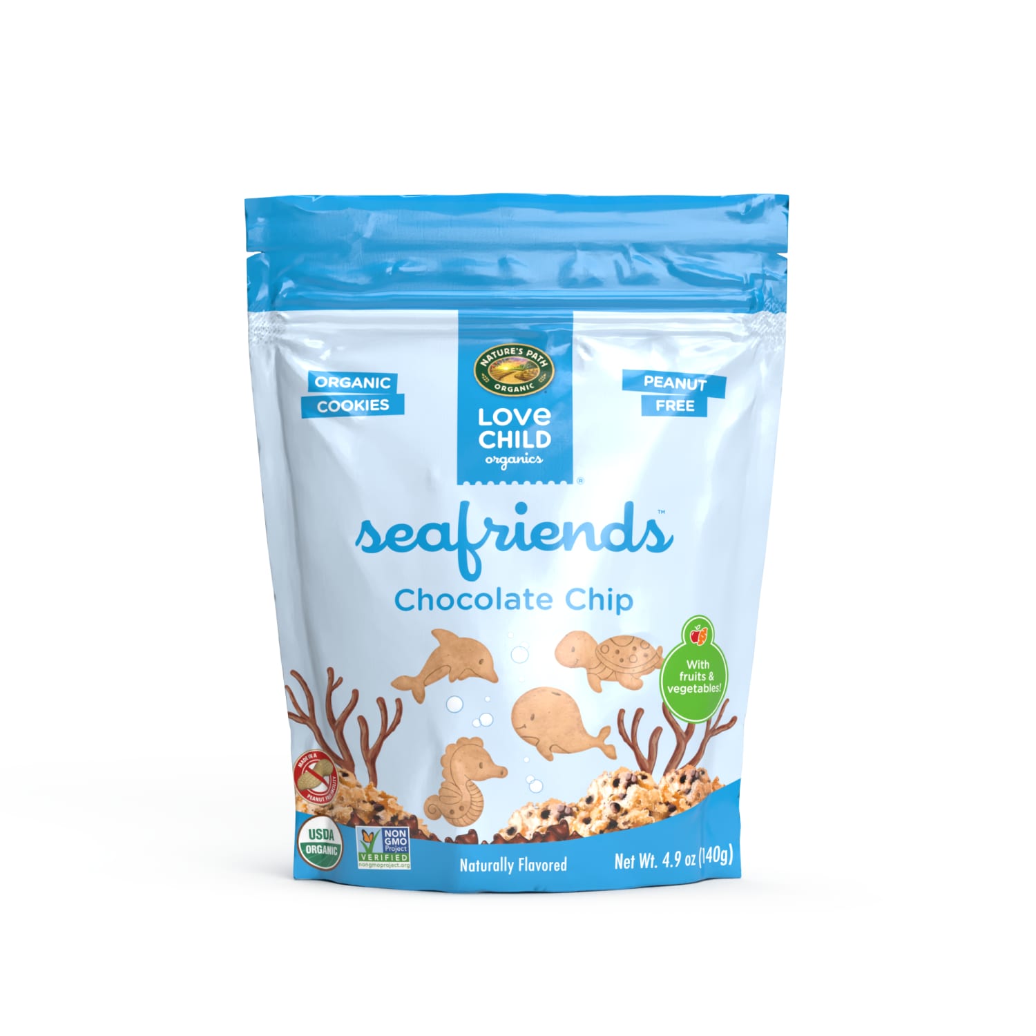 Love Child Organics Sea Friends Chocolate Chip Cookies 4.9oz Pouch