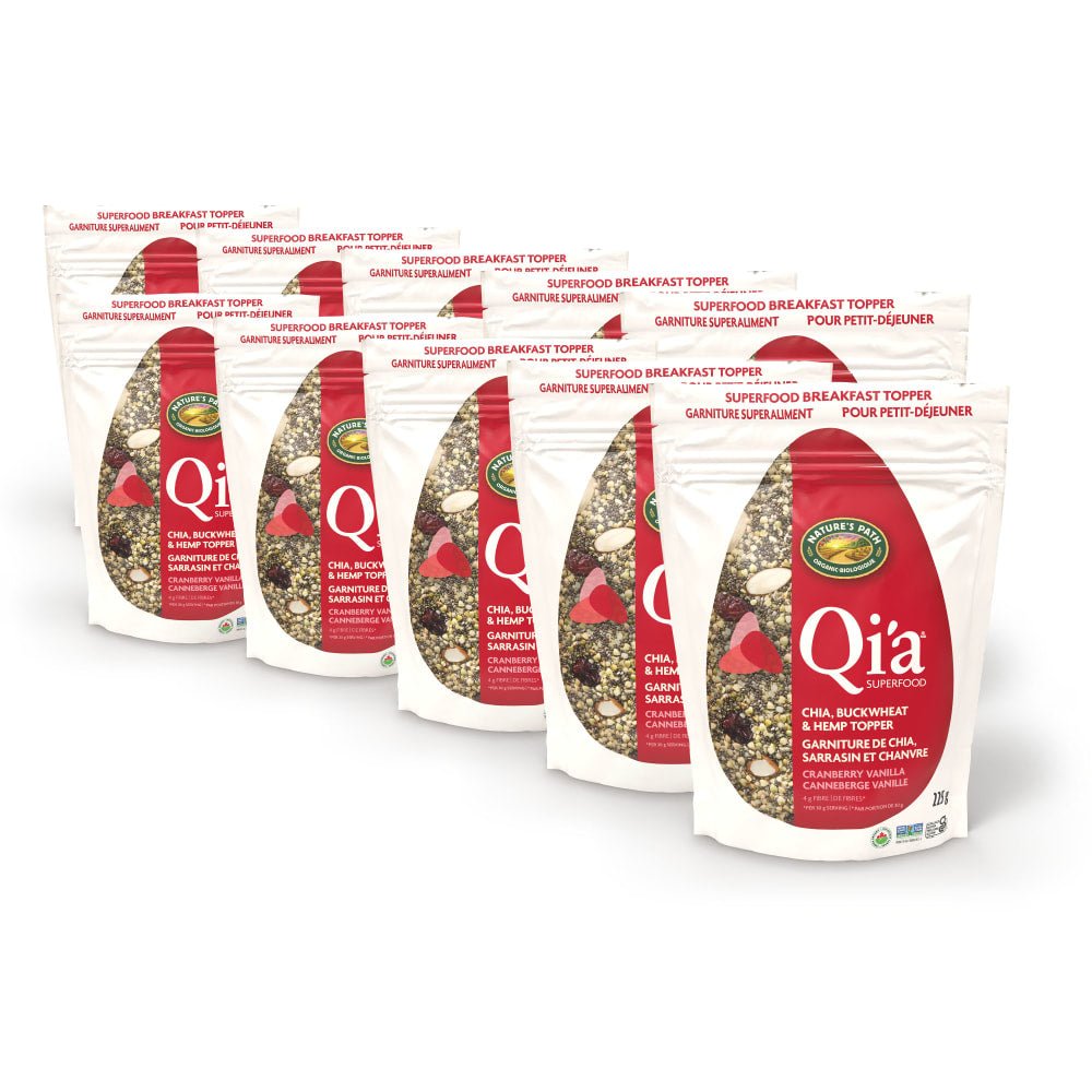 Pack of 10, Nature's Path Qi'a Organic Cranberry Breakfast Topper Cereal 225g Pouch